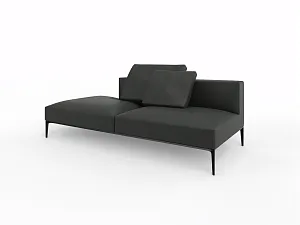 Recamiere ohne Armlehne 2,5-sitzig Rückenlehne links eingerückt JAAN LIVING schwarz