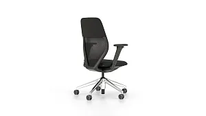 Office swivel Chair ACX light nero, Base aluminum, for carpet.
