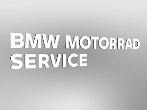 BMW MOTORRAD Lettering "BMW MOTORRAD SERVICE" two-line, white, unlit, E1