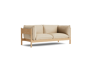 Sofa 2- Seater ARBOUR Light Beige / Cognac  & Lacquered Oak
