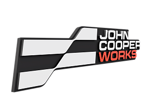 JOHN COOPER WORKS Logo, E2, white & red, illuminated