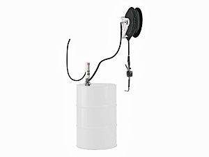 Compressed air pump with 10 m hose reel and nozzle with electronic manual flow meter