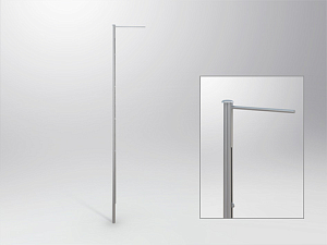 Flag pole with rotating bracket, turnable, aluminium