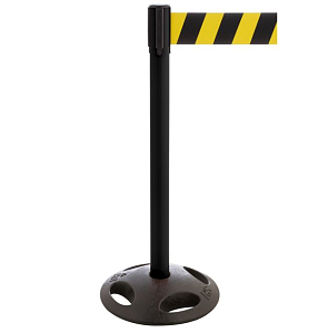 Retractable belt barrier black-yellow tape 100 mm