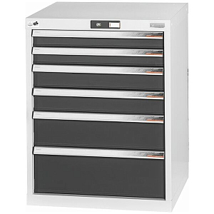 Tool cabinet complete with drawers 75 kg, 20×20G, Height mm / number of<br />
drawers: 800/6A Tool cabinet complete with drawers 75 kg, 20×20G, Height mm / number of<br />
drawers: 800/6A
