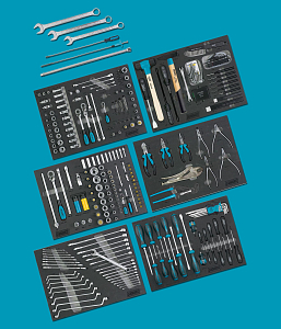 Tool assortment in soft foam insert Tool assortment in soft foam insert