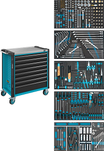 Tool trolley Assistent with 8 drawers and 321 tools