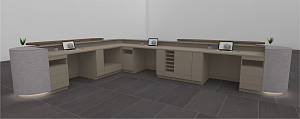 Multifunctional counter with three workstations Multifunctional counter with three workstations